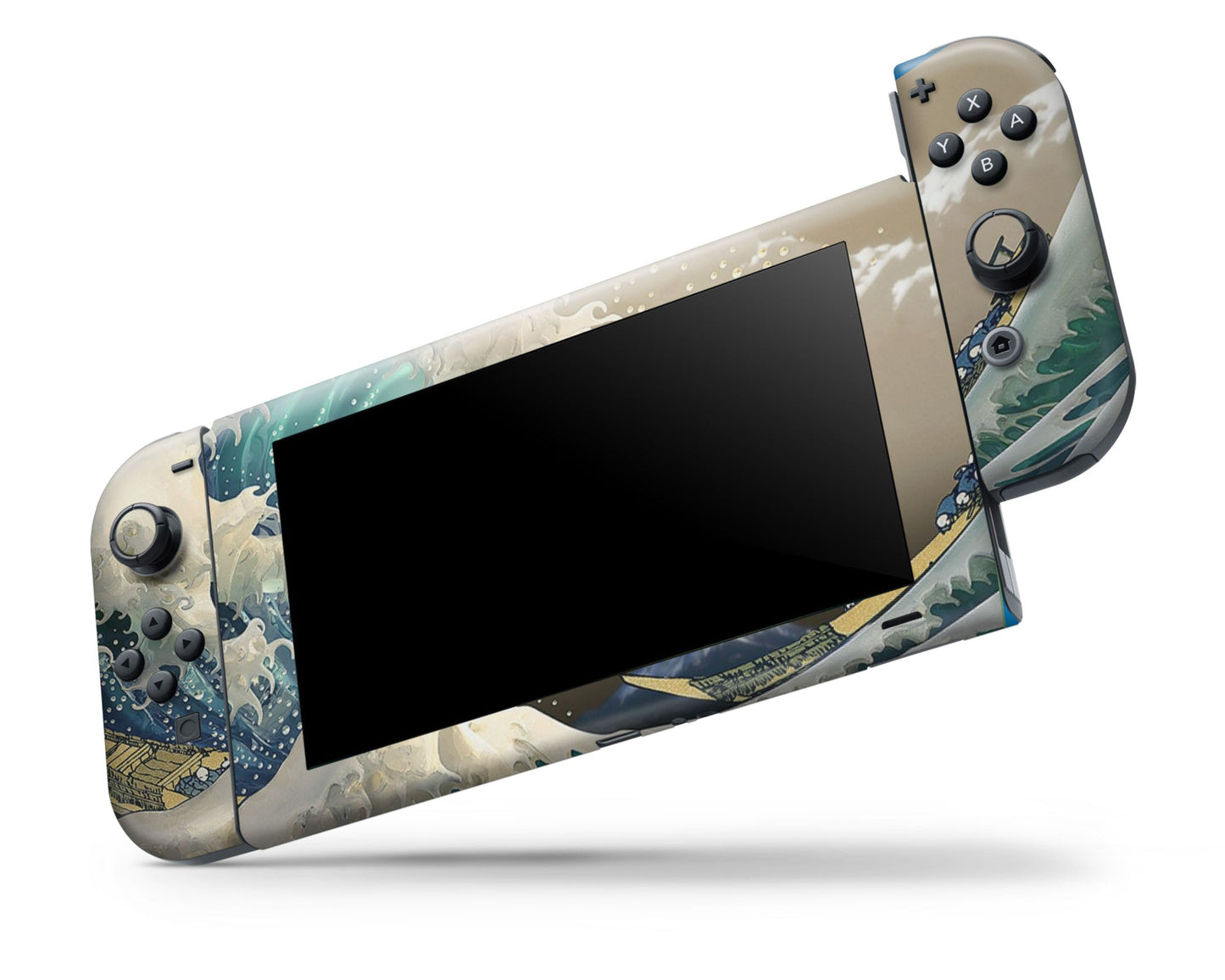 Lux Skins Nintendo Switch Great Wave off Kanagawa Full Set +Tempered Glass Skins - Art Artwork Skin