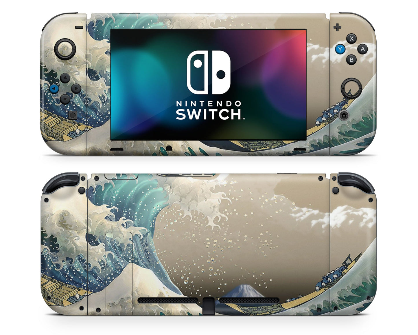 Lux Skins Nintendo Switch Great Wave off Kanagawa Full Set +Tempered Glass Skins - Art Artwork Skin