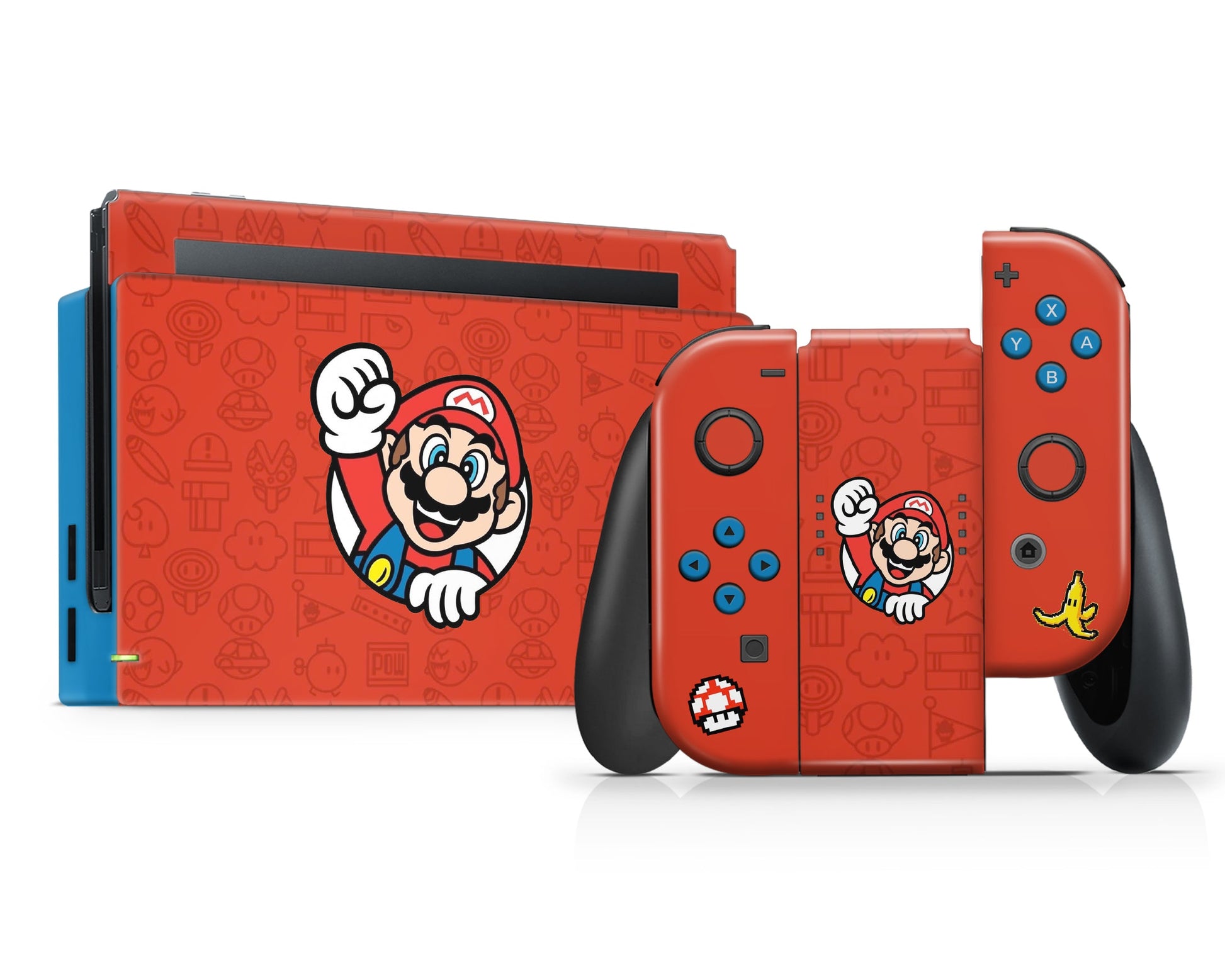 Lux Skins Nintendo Switch Mario Minimalist Full Set Skins - Pop Culture Mario Skin