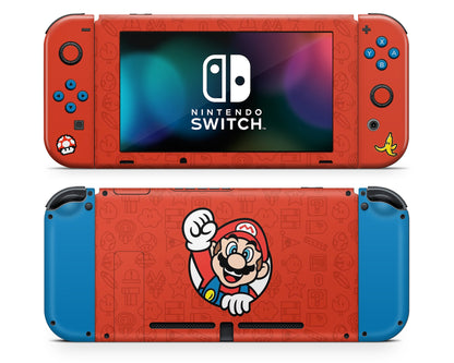 Lux Skins Nintendo Switch Mario Minimalist Full Set +Tempered Glass Skins - Pop Culture Mario Skin