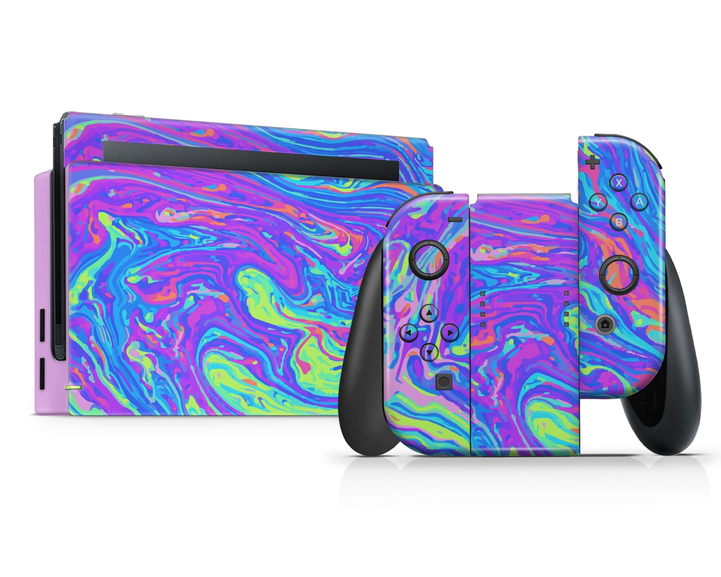 Lux Skins Nintendo Switch Trippy Space Swirls Full Set Skins - Pattern Galaxy Skin