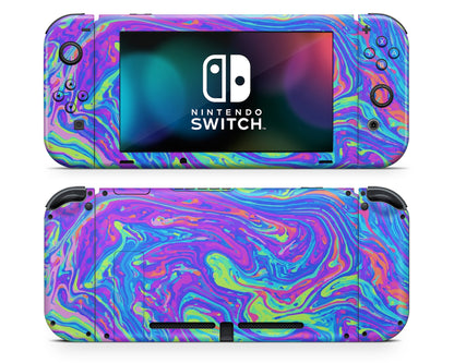 Lux Skins Nintendo Switch Trippy Space Swirls Full Set +Tempered Glass Skins - Pattern Galaxy Skin