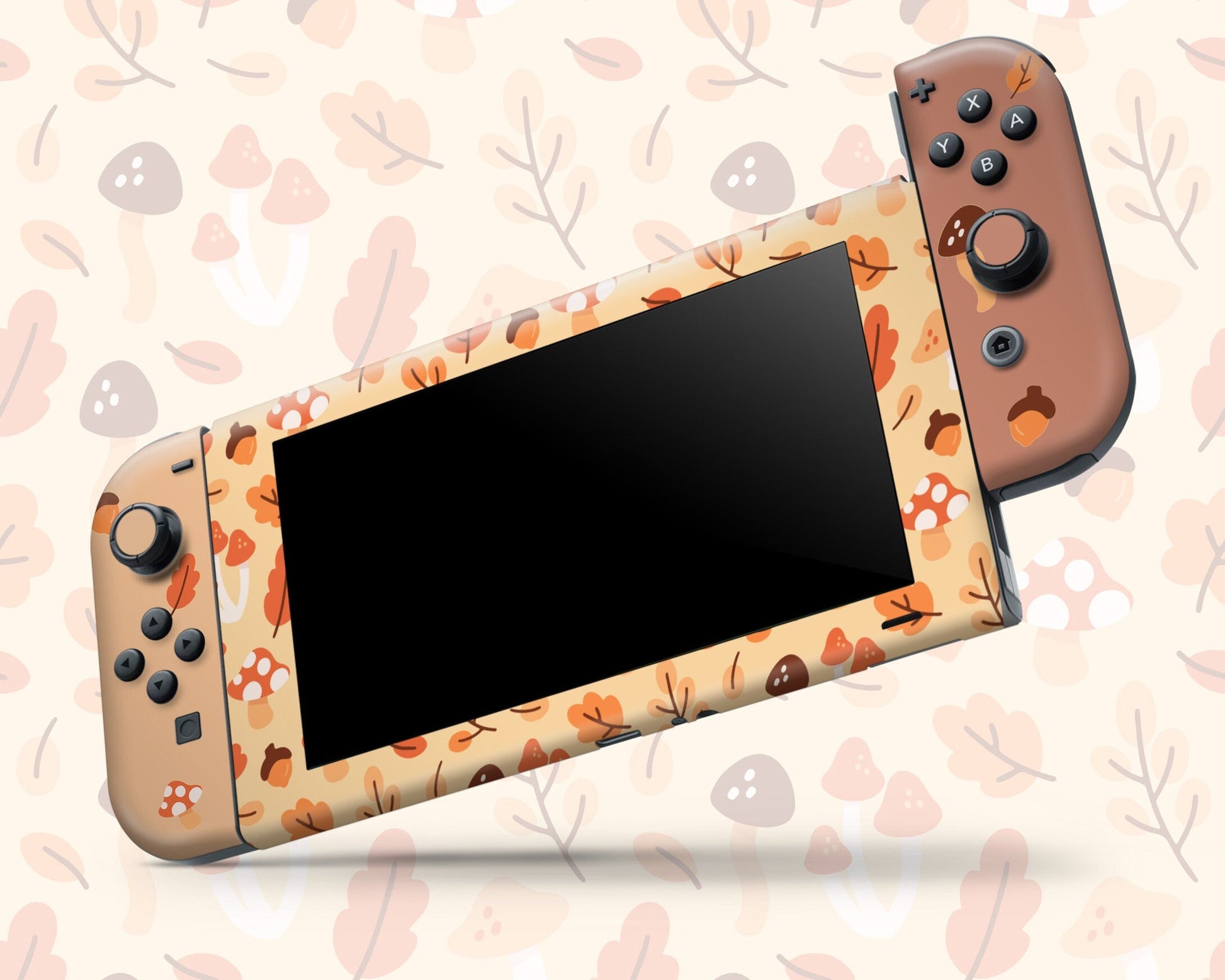 Lux Skins Nintendo Switch Cozy Fall Pattern Full Set +Tempered Glass Skins - Art Artwork Skin