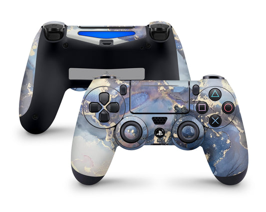 Lux Skins PS4 Controller Ethereal Blue Gold MarbleSkins - Pattern Marble Skin