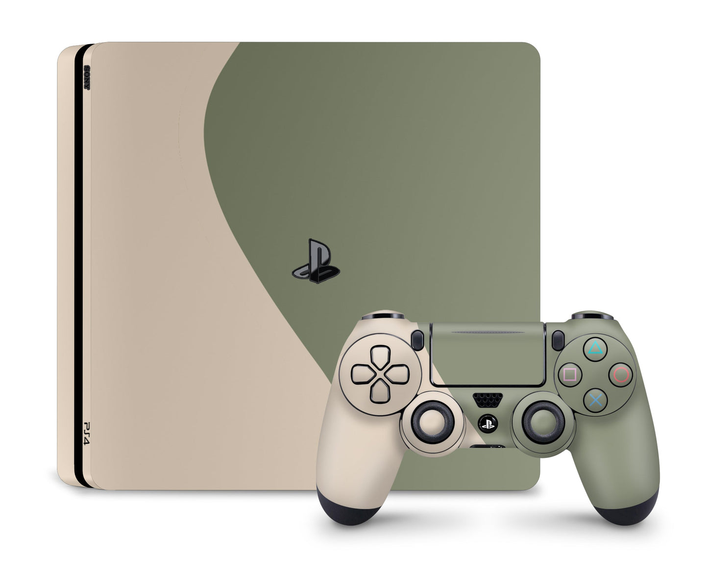 Lux Skins PS4 Two Tone Wild Sage Green Cream PS4 Skins - Solid Colours Colour Blocking Skin