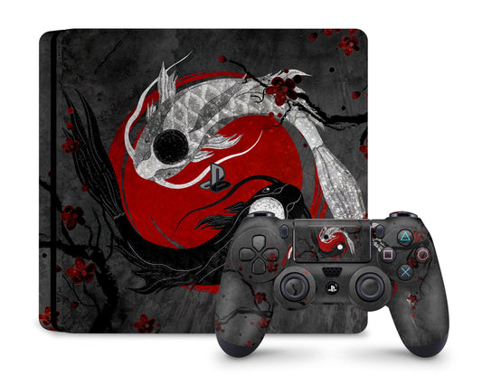 Lux Skins PS4 Yin Yang Rose Koi PS4 Skins - Art Artwork Skin