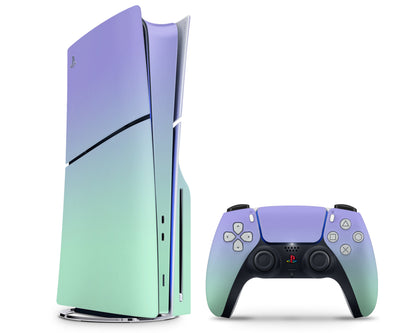 Lux Skins PS5 Slim Pastel Lavender Green Gradient PS5 Slim Skins - Solid Colours Gradient Skin