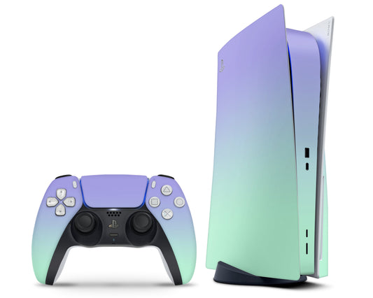 Lux Skins PS5 Pastel Lavender Green Gradient PS5 Skins - Solid Colours Gradient Skin