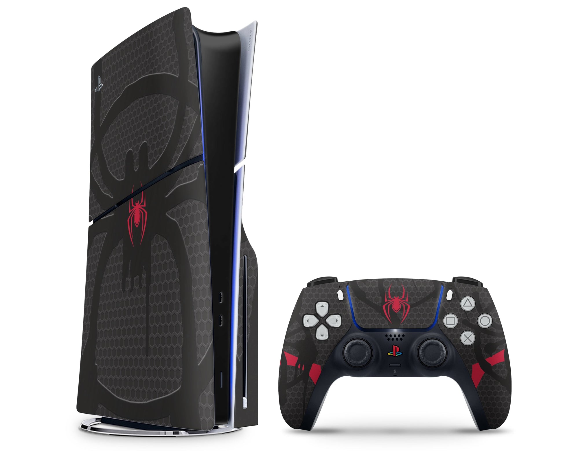 Lux Skins PS5 Slim Black Spiderman Miles Morales PS5 Slim Skins - Pop culture Spiderman Skin