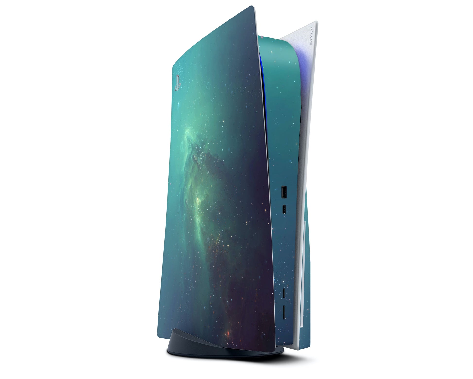 Lux Skins PS5 Green Stardust Galaxy PS5 Skins - Pattern Galaxy Skin