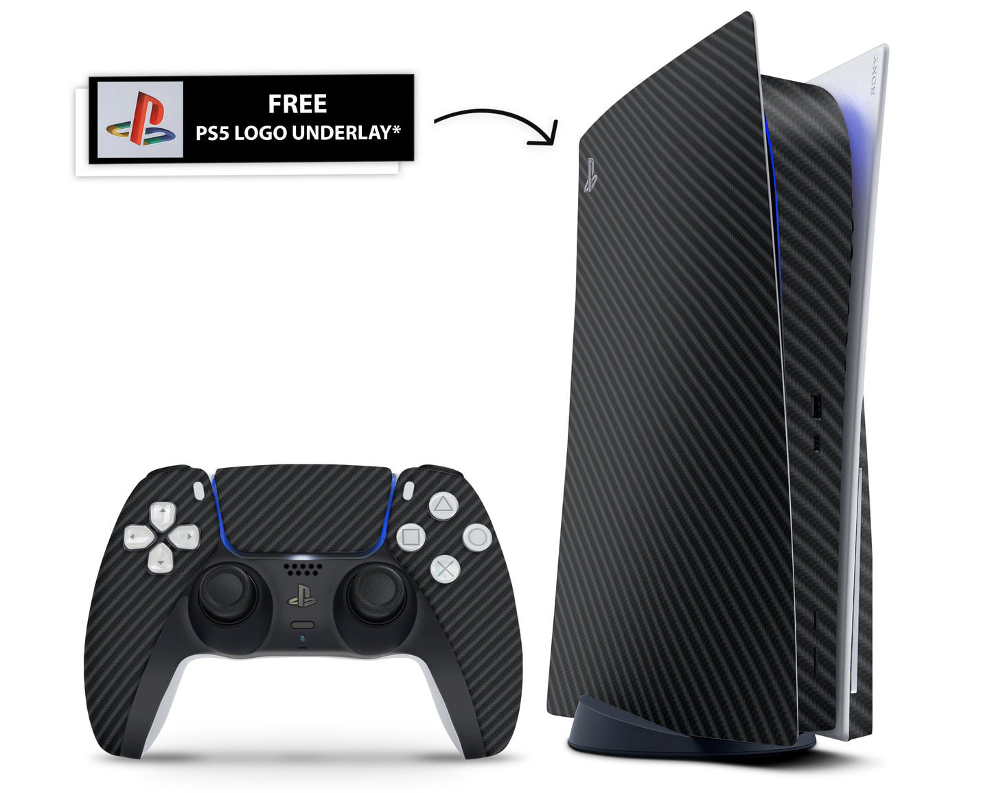 Lux Skins PS5 Black Carbon Fibre PS5 Skins - Pattern Texture Skin