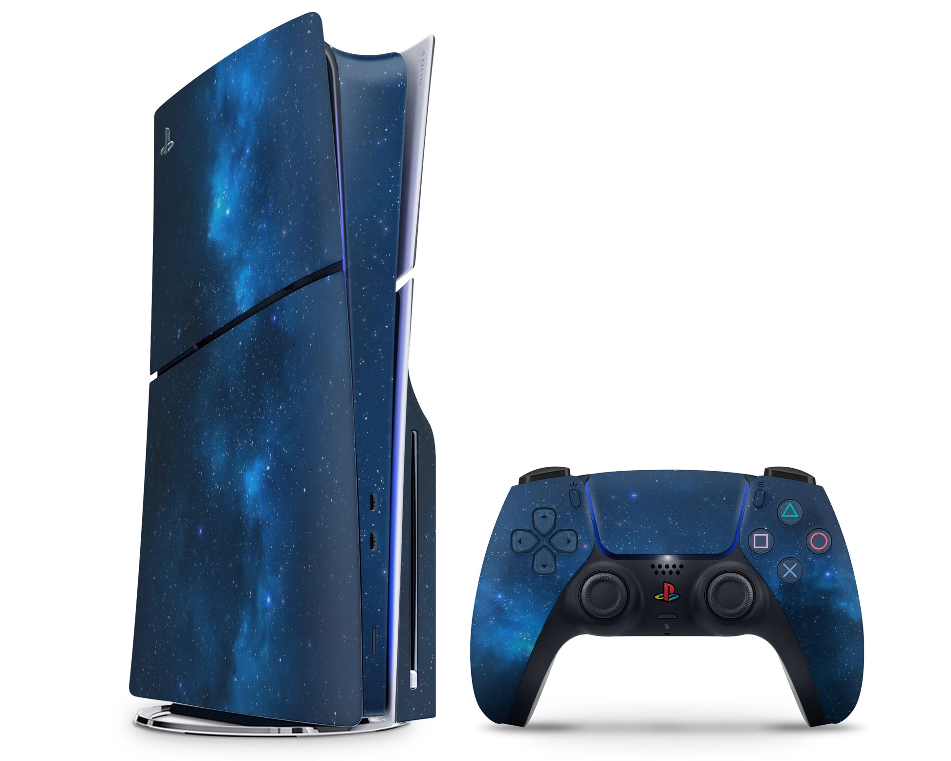 Lux Skins PS5 Slim Blue Stardust Galaxy PS5 Slim Skins - Pattern Galaxy Skin