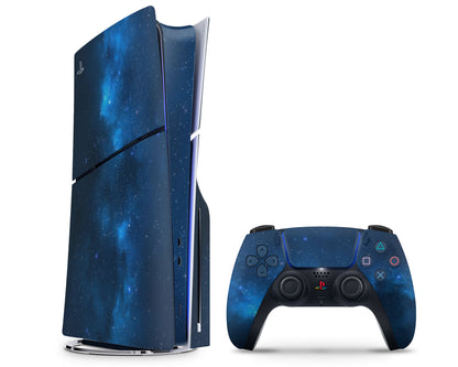 Lux Skins PS5 Slim Blue Stardust Galaxy PS5 Slim Skins - Pattern Galaxy Skin