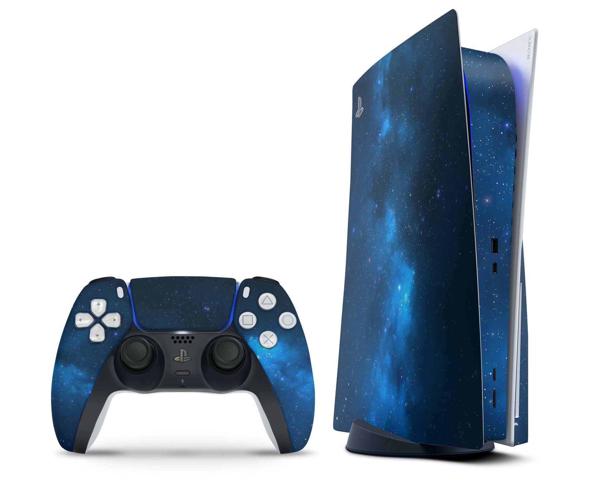 Lux Skins PS5 Blue Stardust Galaxy PS5 Skins - Pattern Galaxy Skin