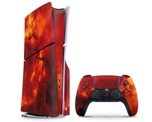 Lux Skins PS5 Slim Red Stardust Galaxy PS5 Slim Skins - Pattern Galaxy Skin