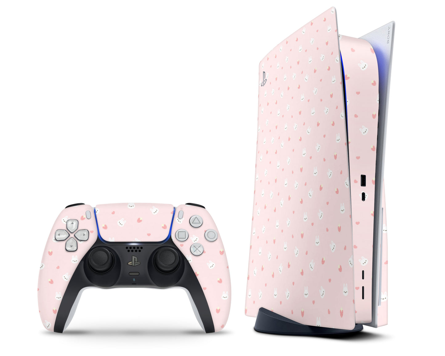 Lux Skins PS5 Pink Strawberry Rabbit PS5 Skins - Art Animals Skin