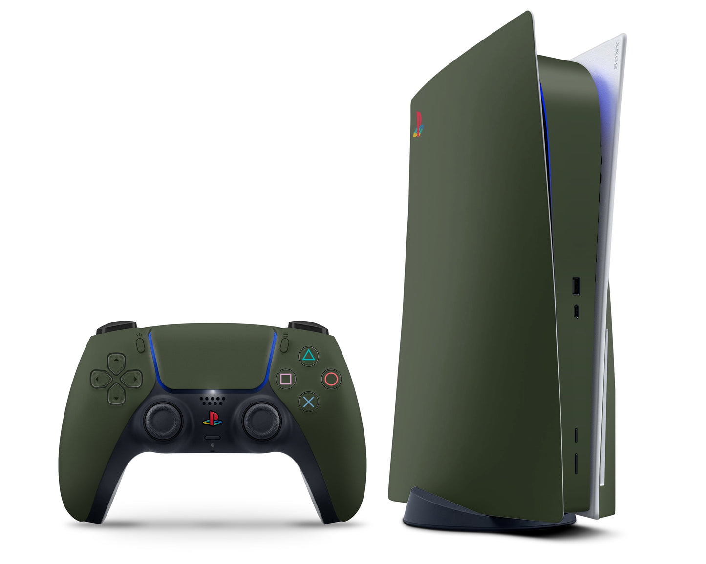 Lux Skins PS5 Classic Khaki Green Retro PS5 Skins - Solid Colours Retro Skin