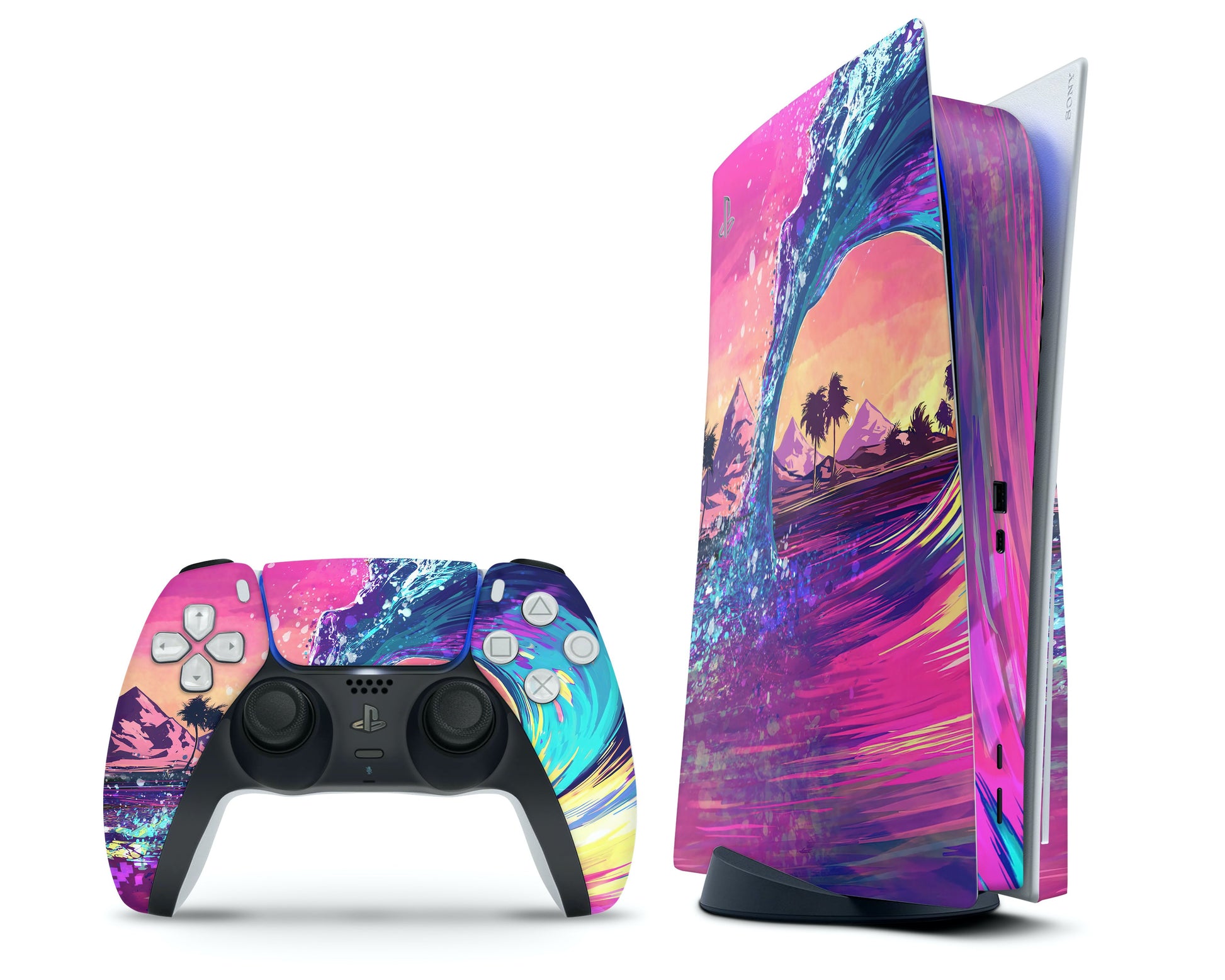 Lux Skins PS5 Retro Wave Paradise PS5 Skins - Art Artwork Skin