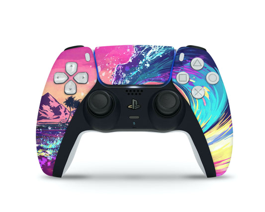 Lux Skins PS5 Controller Retro Wave ParadiseSkins - Art Artwork Skin