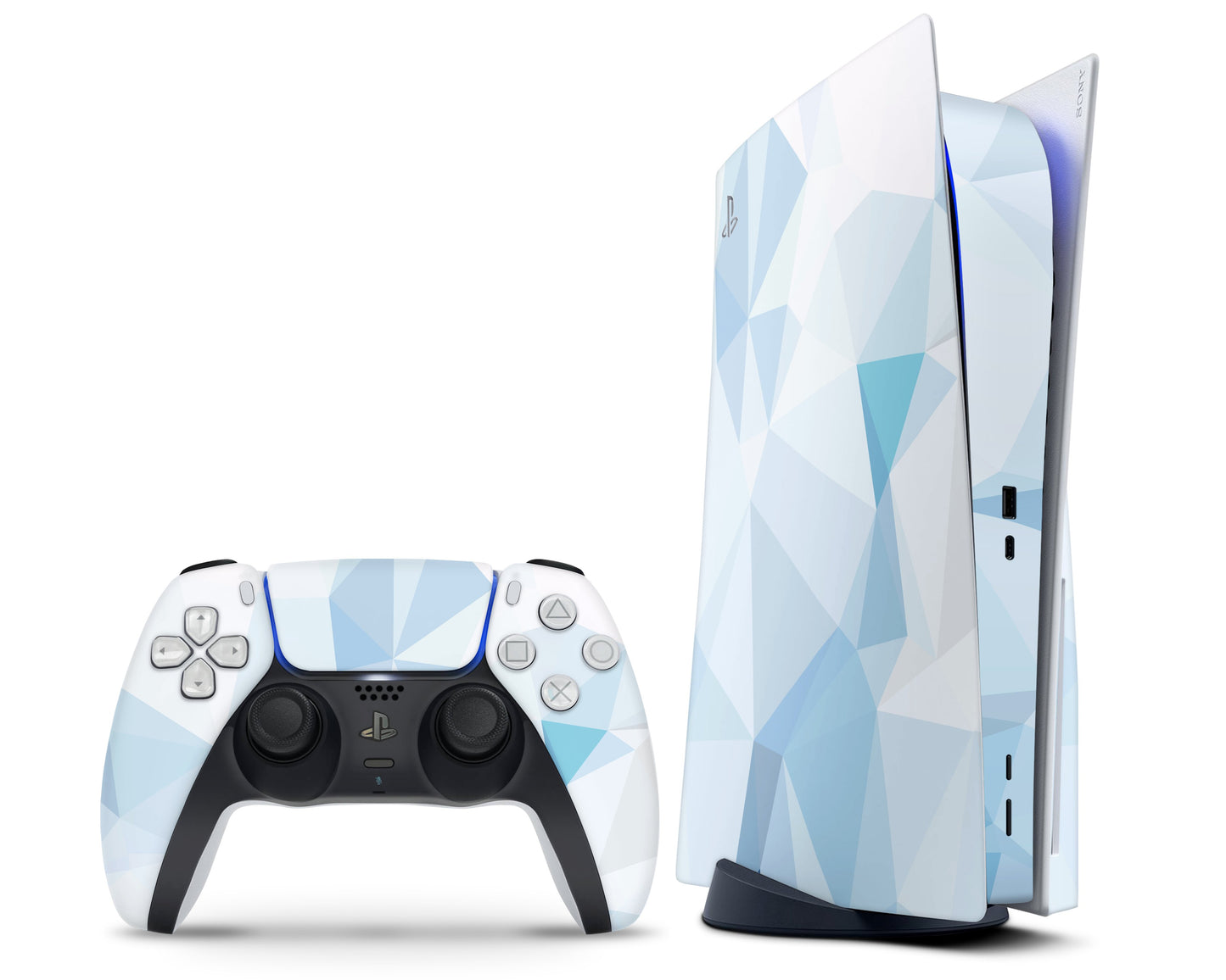 Lux Skins PS5 Ice Blue Geometric PS5 Skins - Pattern Texture Skin