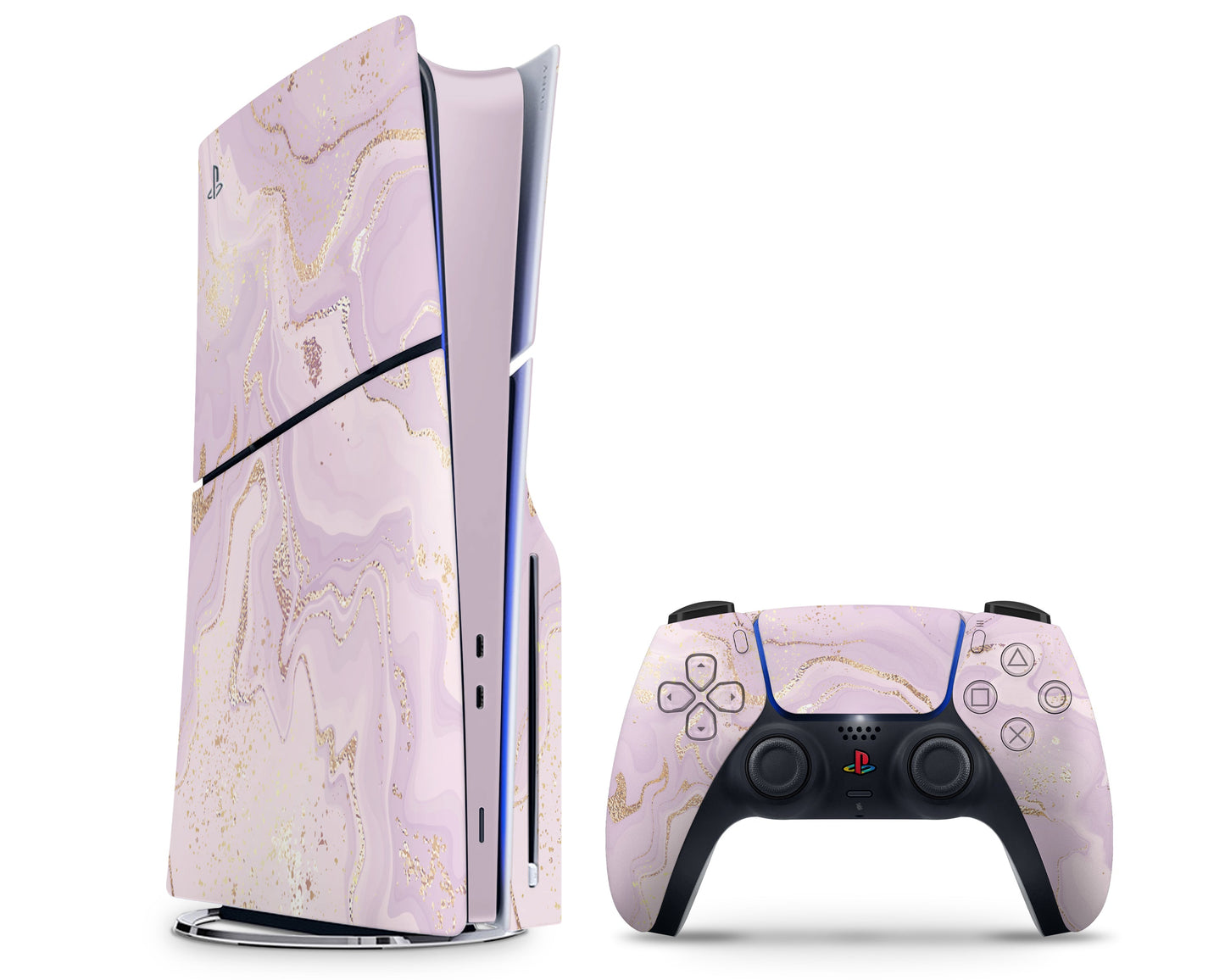 Lux Skins PS5 Slim Ethereal Lavender Gold Marble PS5 Slim Skins - Pattern Marble Skin