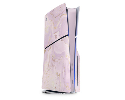 Lux Skins PS5 Slim Ethereal Lavender Gold Marble PS5 Slim Skins - Pattern Marble Skin