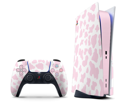 Lux Skins PS5 Strawberry Milk Cow Print PS5 Skins - Art Animals Skin