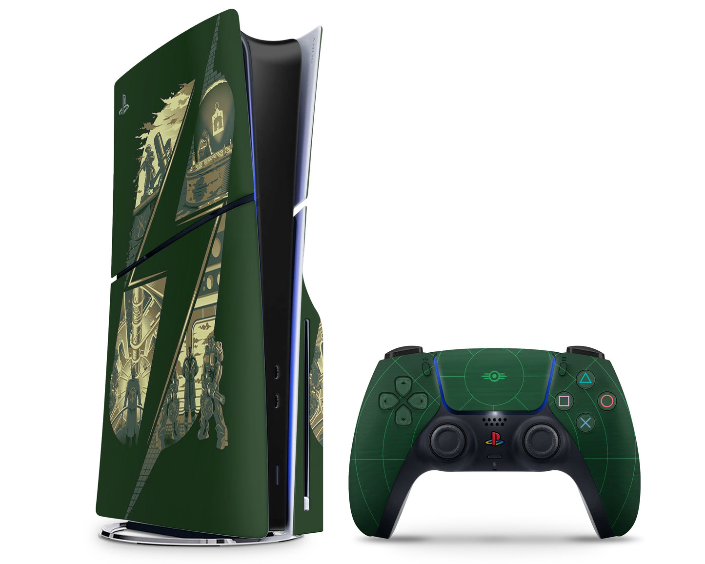 Lux Skins PS5 Slim Fallout Minimalistic Green PS5 Slim Skins - Pop culture Fallout Skin