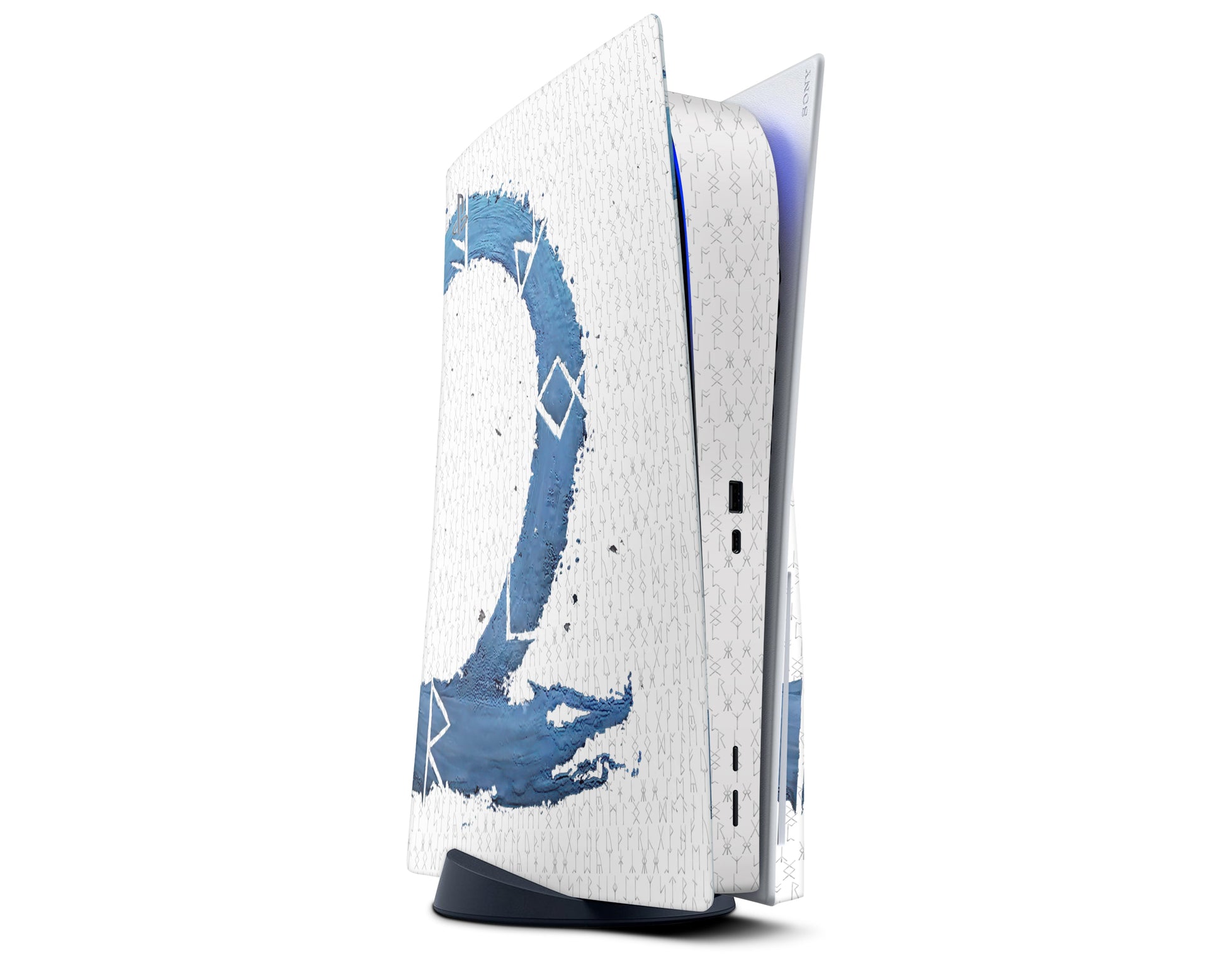 Lux Skins PS5 Slim God of War Blue Ragnarok PS5 Slim Skins - Pop culture God of War Skin