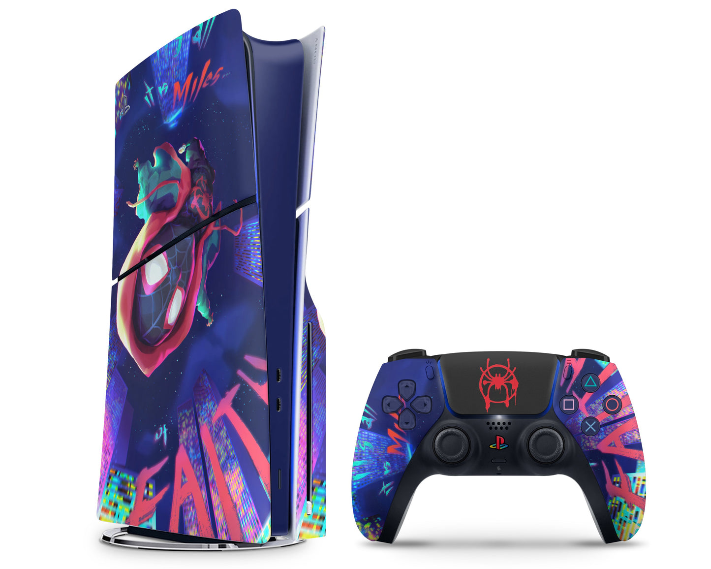 Lux Skins PS5 Slim Spiderman Spiderverse Miles Morales PS5 Slim Skins - Pop culture Spiderman Skin