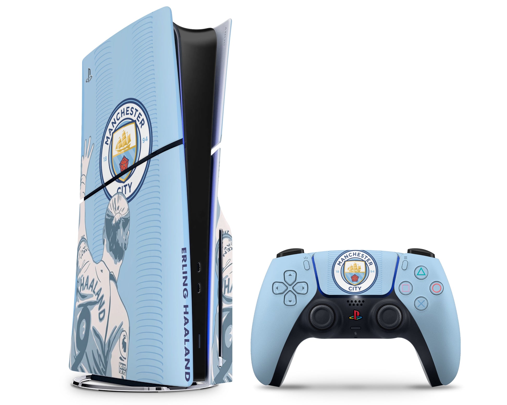 Lux Skins PS5 Slim Manchester City Haaland PS5 Slim Skins - Sports Soccer Skin