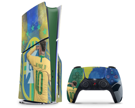 Lux Skins PS5 Slim Brazil Neymar Junior PS5 Slim Skins - Sports Soccer Skin