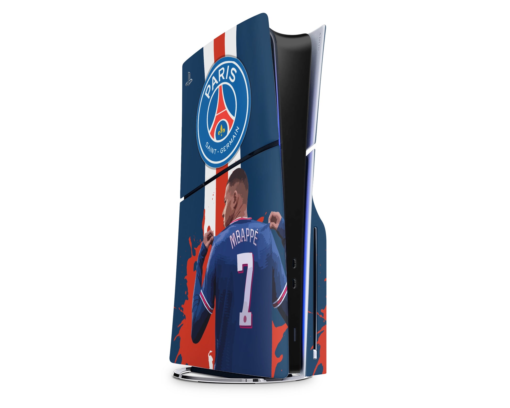 Lux Skins PS5 Slim Paris Saint-Germain Kylian Mbappe PS5 Slim Skins - Sports Soccer Skin