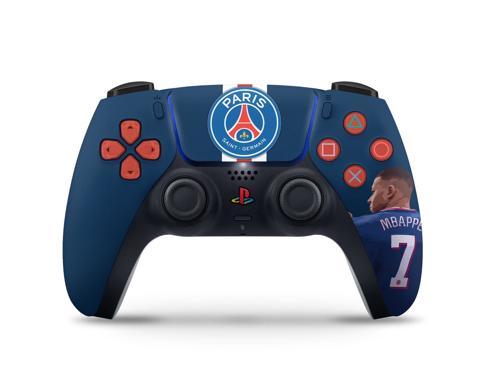 Lux Skins PS5 Slim Paris Saint-Germain Kylian Mbappe PS5 Slim Skins - Sports Soccer Skin