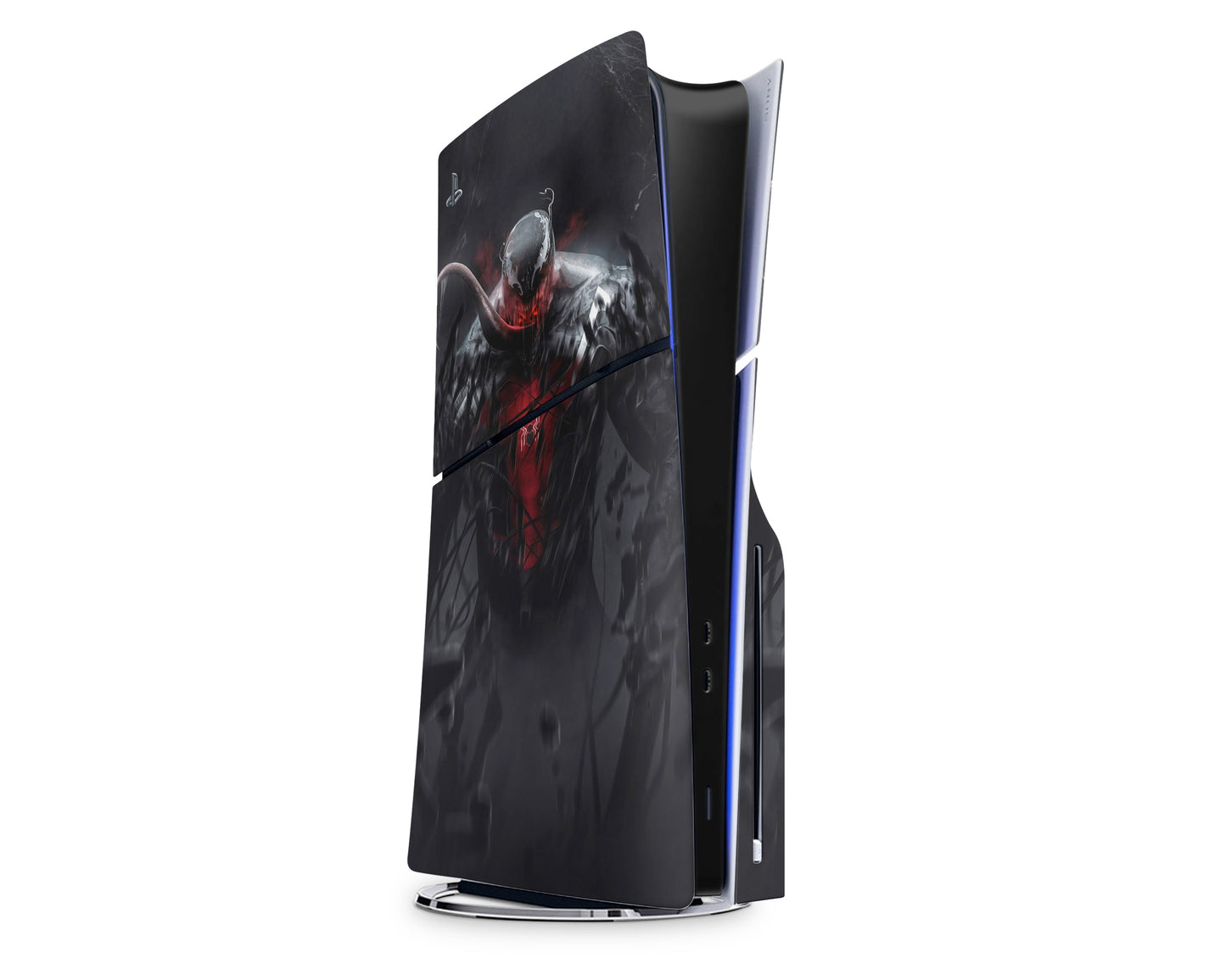 Lux Skins PS5 Slim Spiderman Dark Venom Symbiote PS5 Slim Skins - Pop culture Spiderman Skin