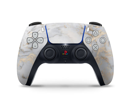 Lux Skins PS5 Slim Ethereal White Gold Marble PS5 Slim Skins - Pattern Marble Skin