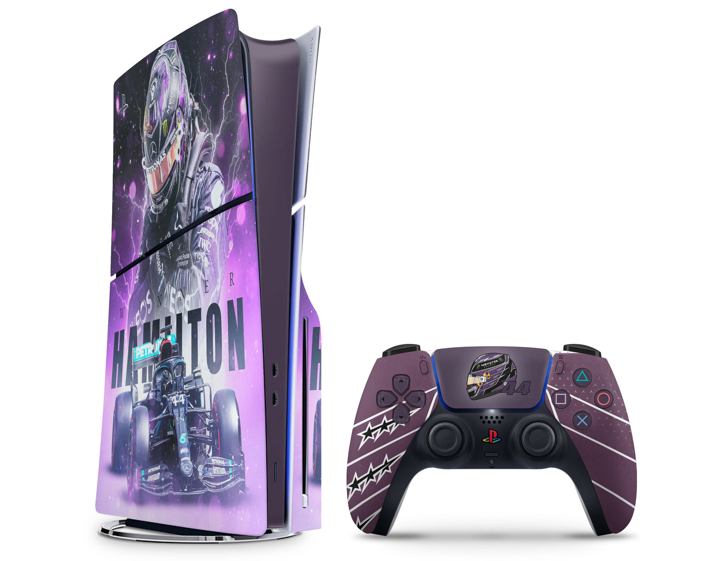 Lux Skins PS5 Slim Lewis Hamilton F1 Mercedes Petronas Purple PS5 Slim Skins - Sports Formula 1 Skin