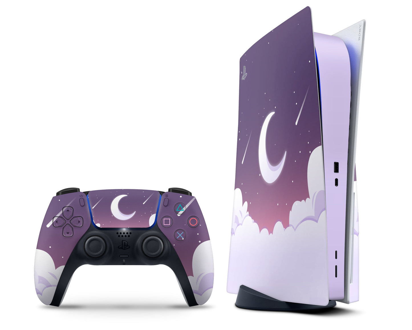 Lux Skins PS5 Purple Dreamy Night Clouds PS5 Skins - Art Clouds Skin