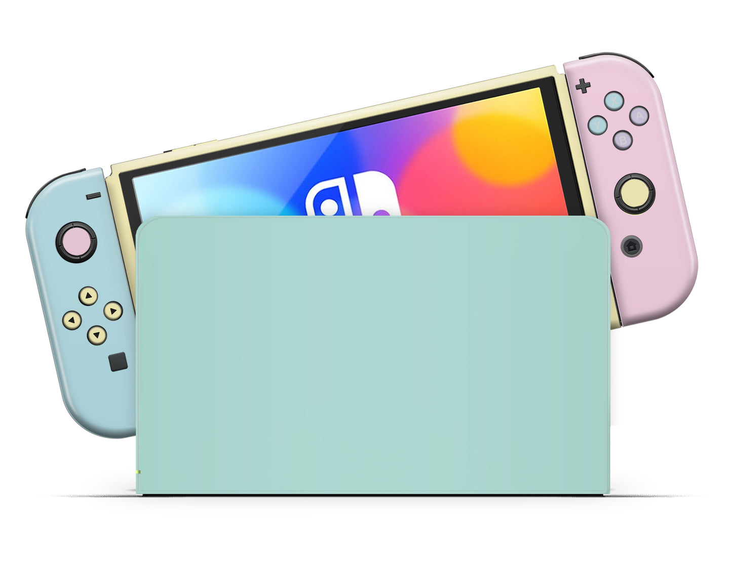 Seafoam Retro 80s Pastel Blocking Nintendo Switch OLED Skin