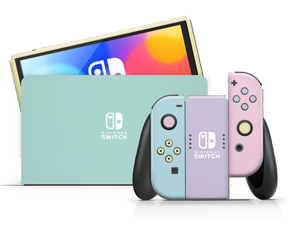 Seafoam Retro 80s Pastel Blocking Nintendo Switch OLED Skin