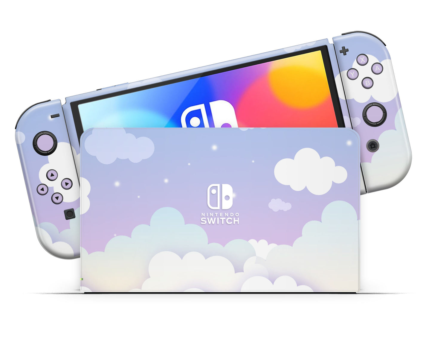 Purple Dreamy Clouds Nintendo Switch OLED Skin