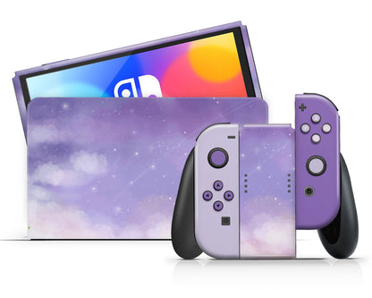 Misty Lavender Clouds Nintendo Switch OLED Skin