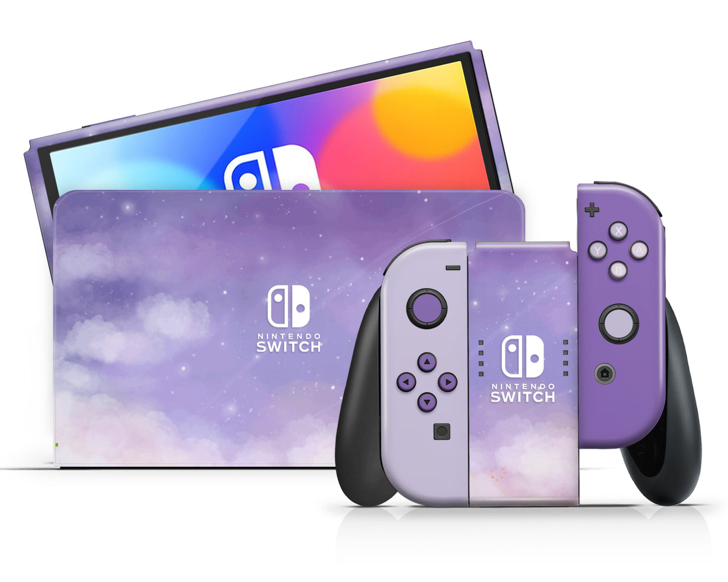 Misty Lavender Clouds Nintendo Switch OLED Skin