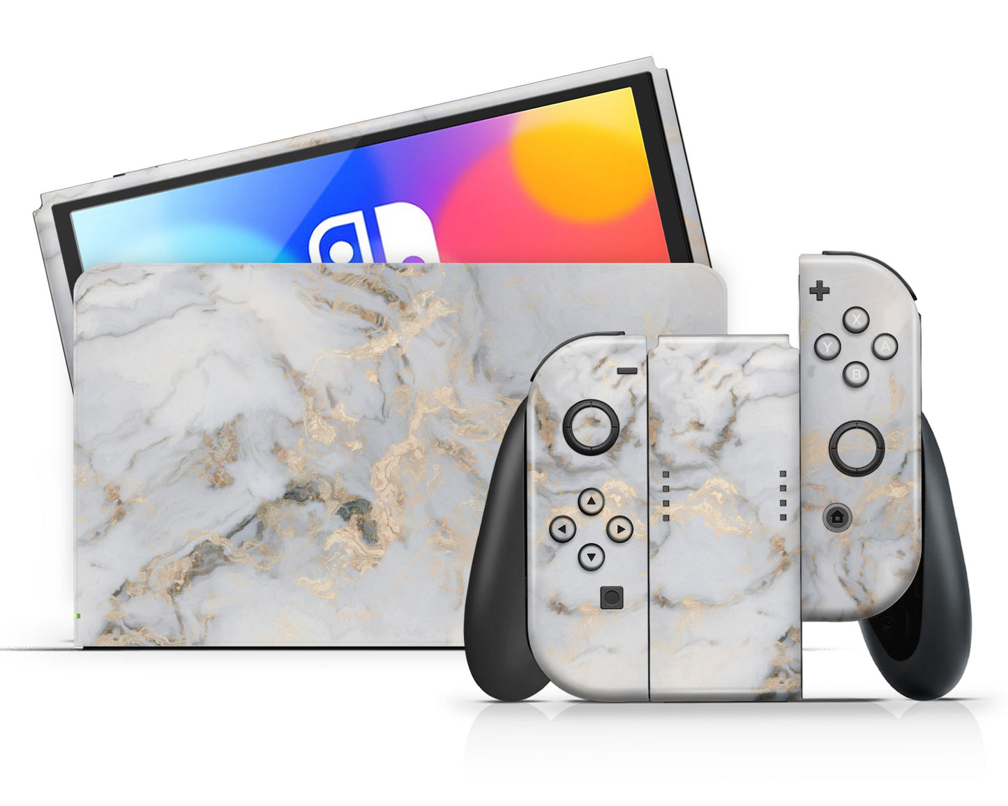 Ethereal White Gold Marble Nintendo Switch OLED Skin