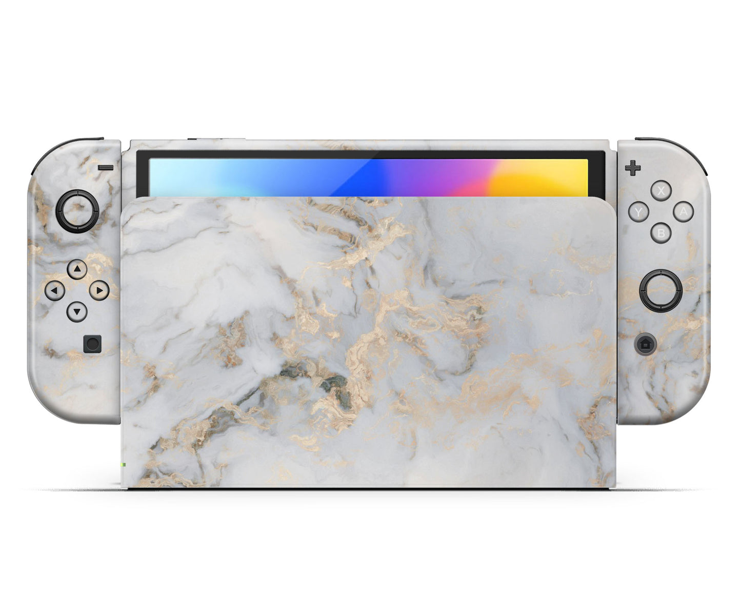 Ethereal White Gold Marble Nintendo Switch OLED Skin