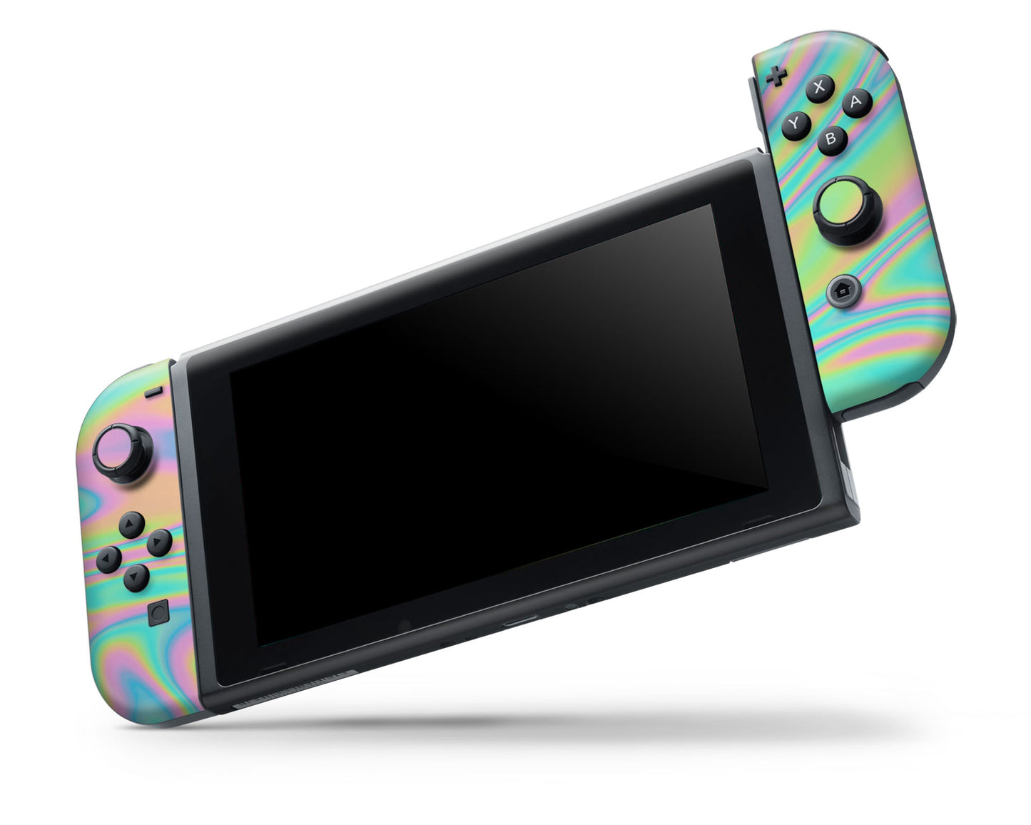 Rainbow Holographic Iridescent Swirl Nintendo Switch OLED Skin