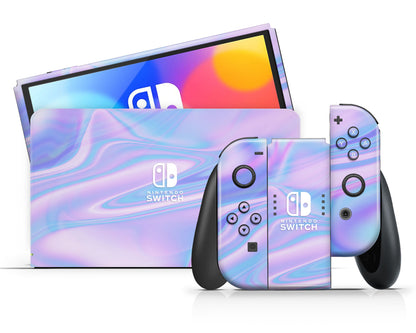 Purple Holographic Opal Iridescent Nintendo Switch OLED Skin