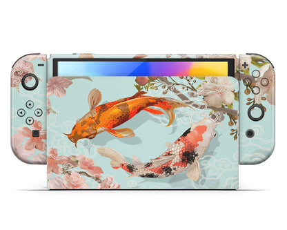 Yin Yang Koi Rose Light Nintendo Switch OLED Skin