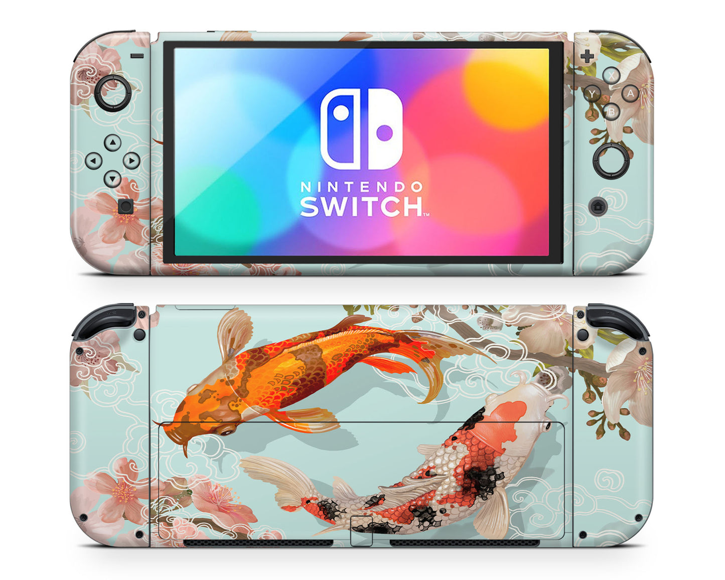 Yin Yang Koi Rose Light Nintendo Switch OLED Skin