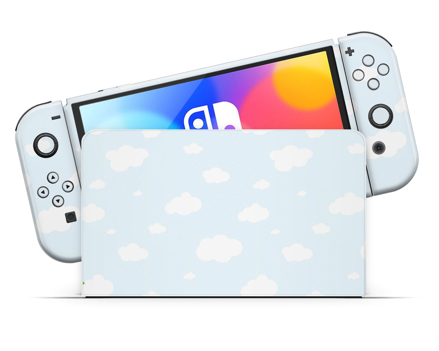 Cute Blue Clouds Nintendo Switch OLED Skin